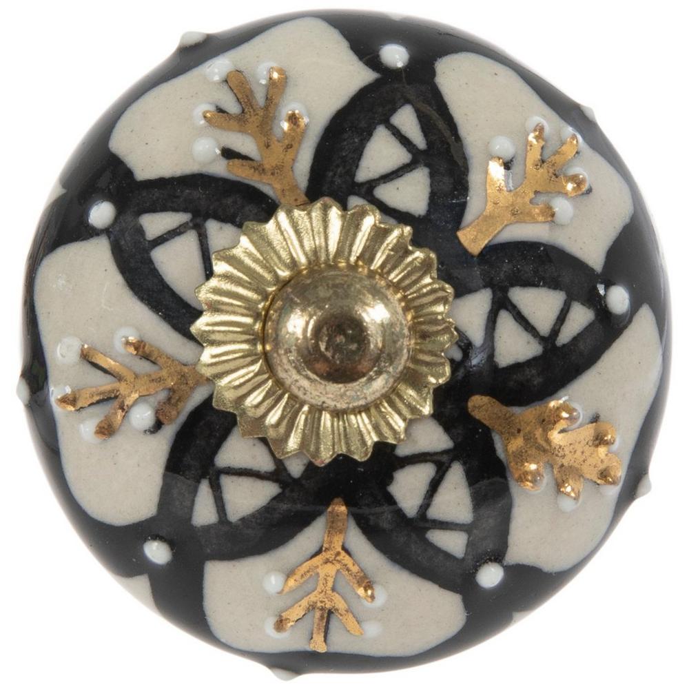 Cream, Black & Gold Ornate Ceramic Knob | Hobby Lobby | 2125169