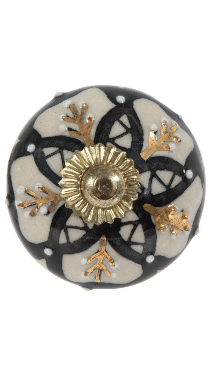 Cream, Black & Gold Ornate Ceramic Knob | Hobby Lobby | 2125169