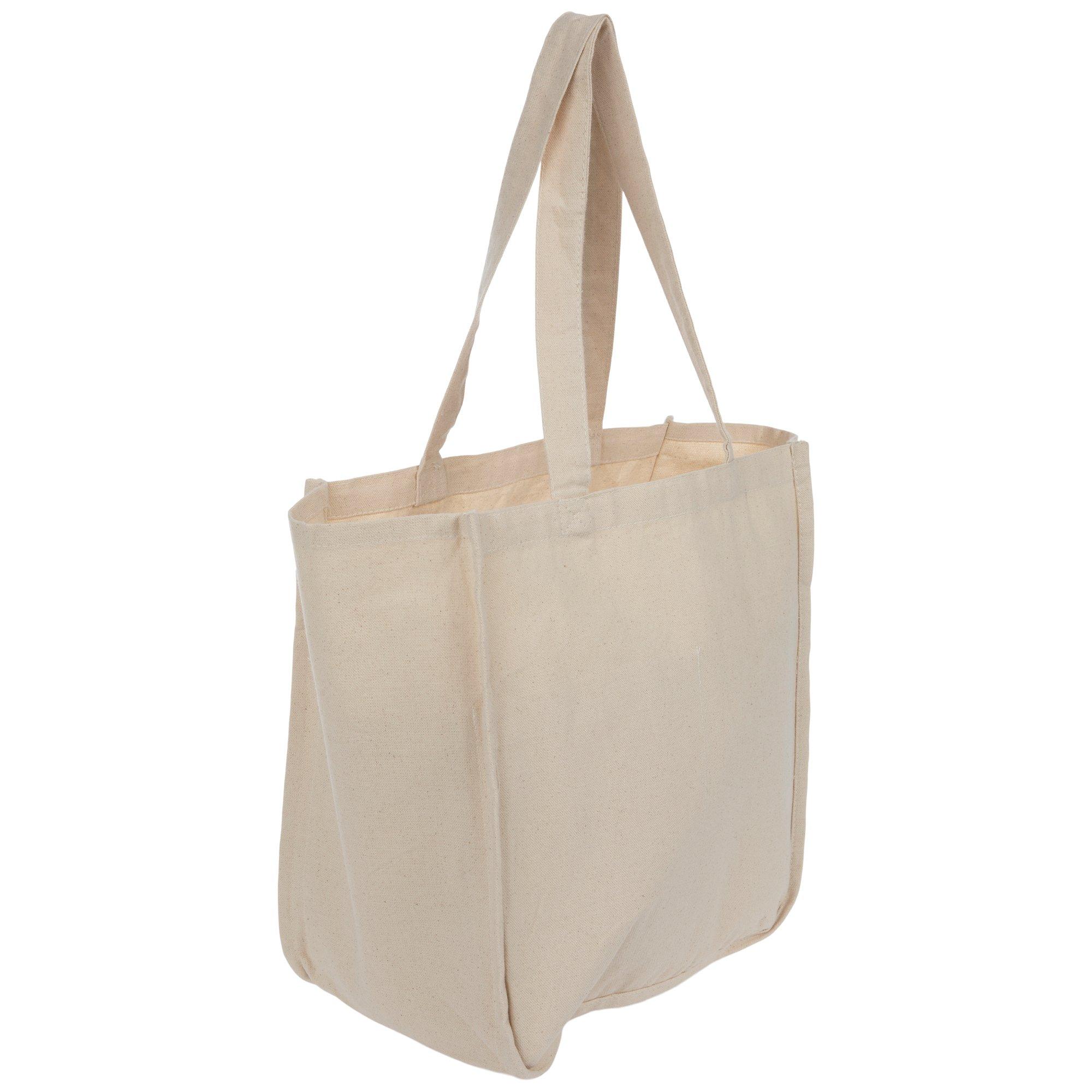 Canvas Tote Bag - With Side Panels & Pocket