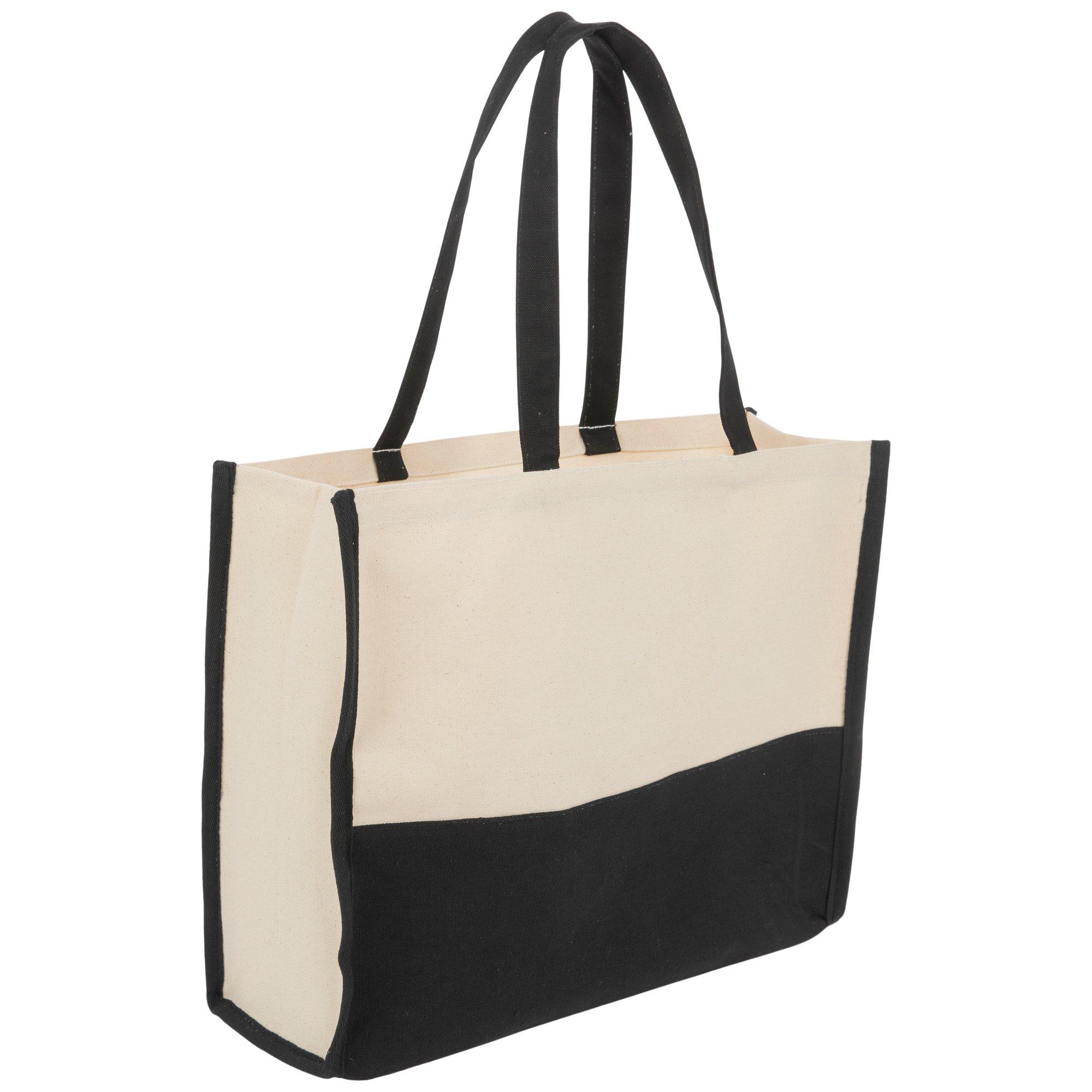 Black Beige Canvas Tote Bag Hobby Lobby 2129294