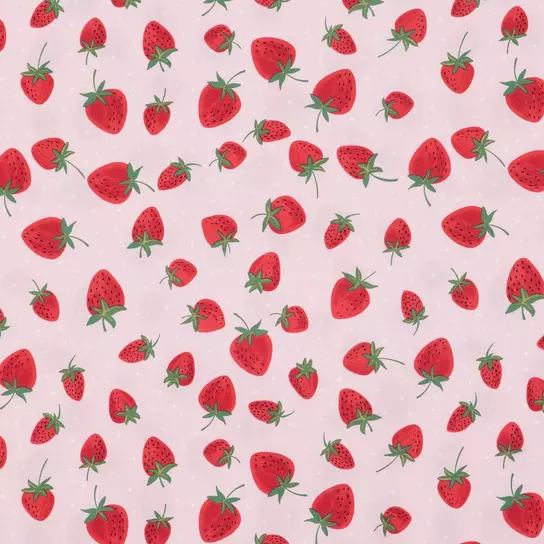 Sweet Strawberries Crinkle Rayon Silky Print Fabric