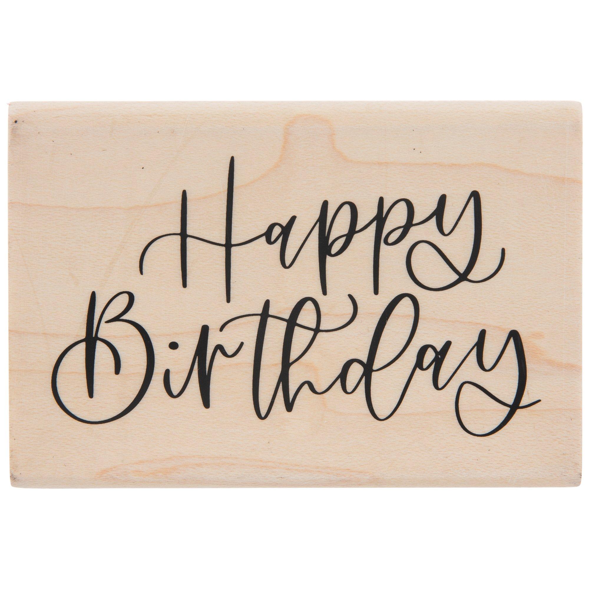 Small Script Happy Birthday Rubber Stamp by DRS Designs Rubber Stamps