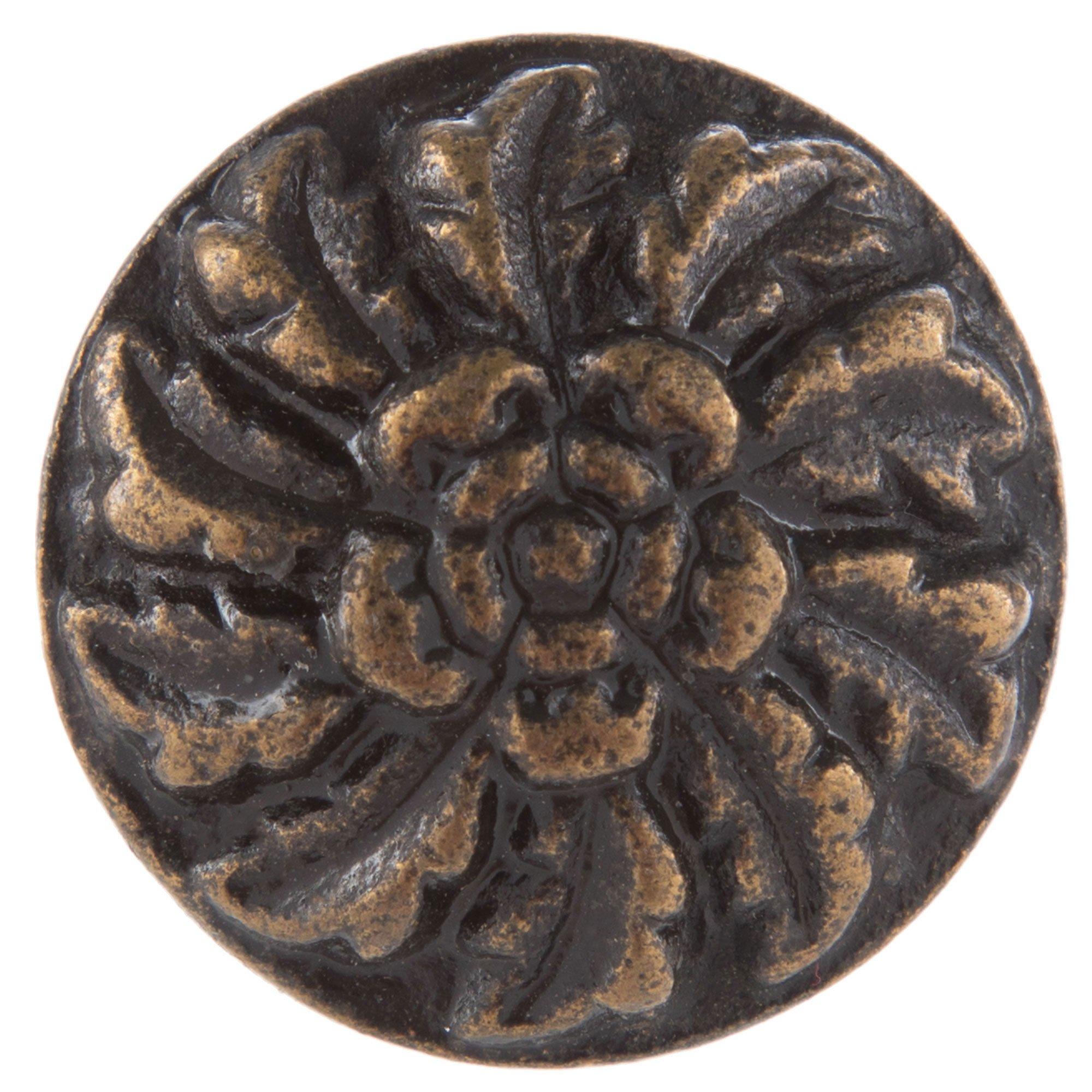 Antique Bronze Flower Round Metal Knob view 1