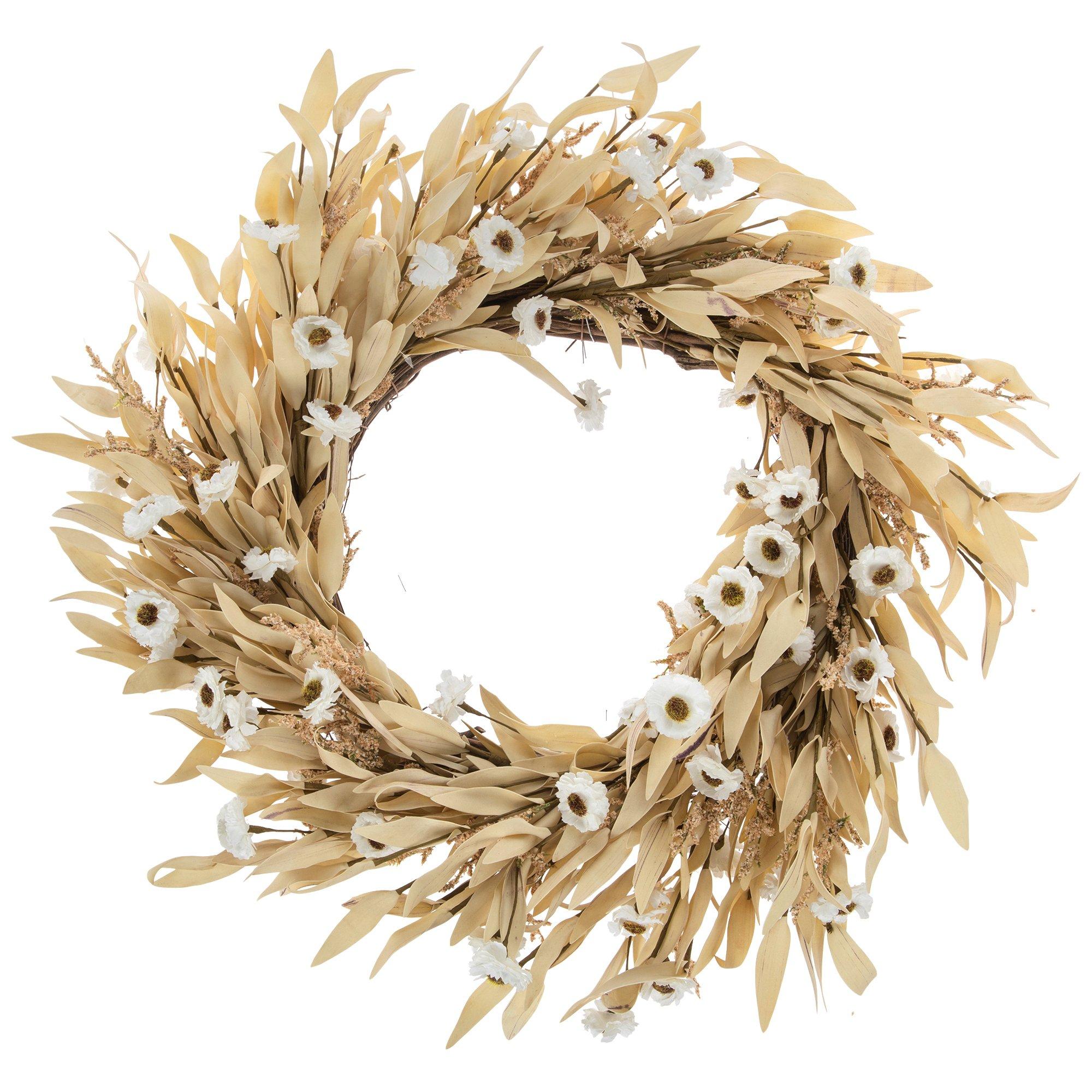 Dried Wildflowers and Grasses Vine Wreath (Cream)