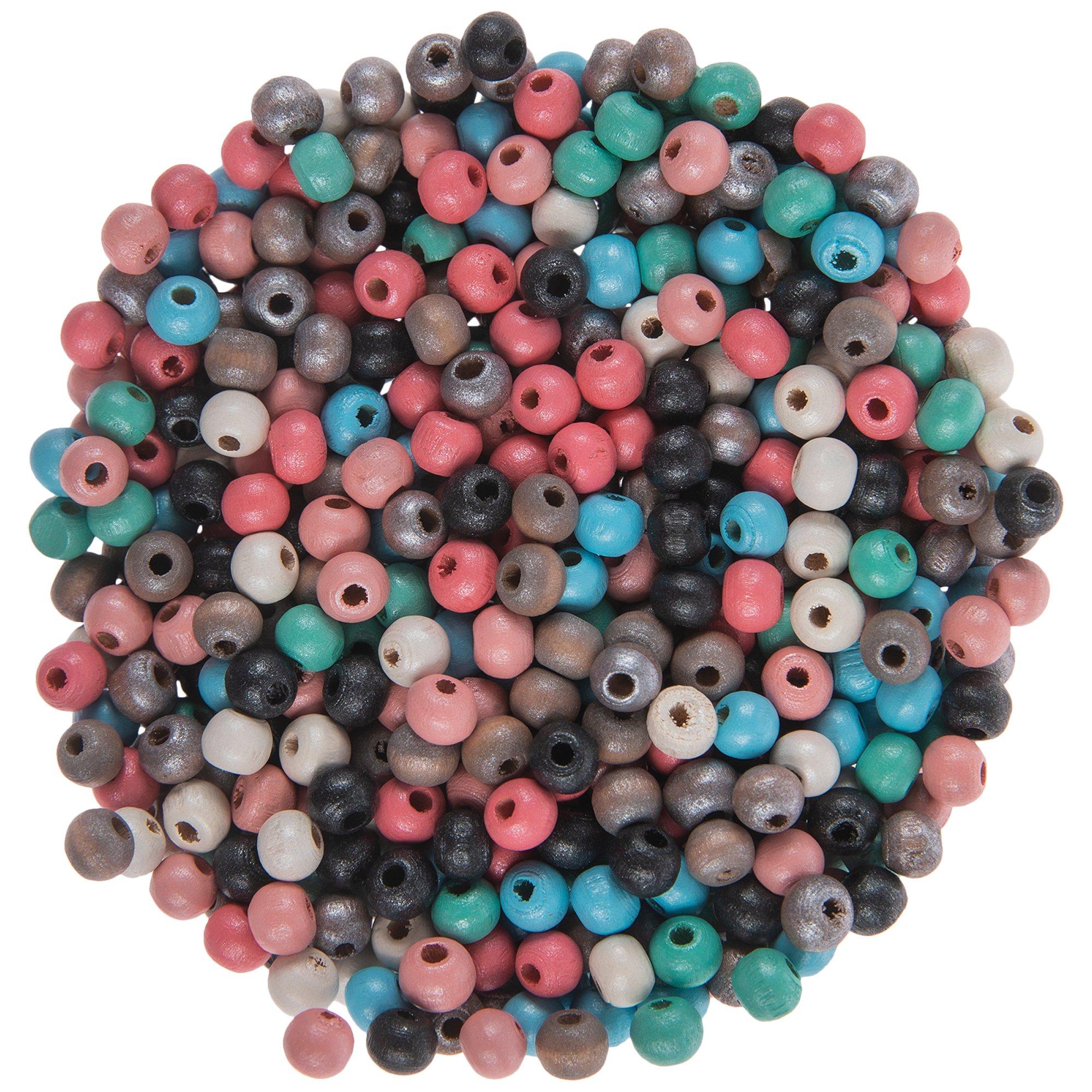 MultiColor Pearlescent Round Wood Beads Hobby Lobby 2142552