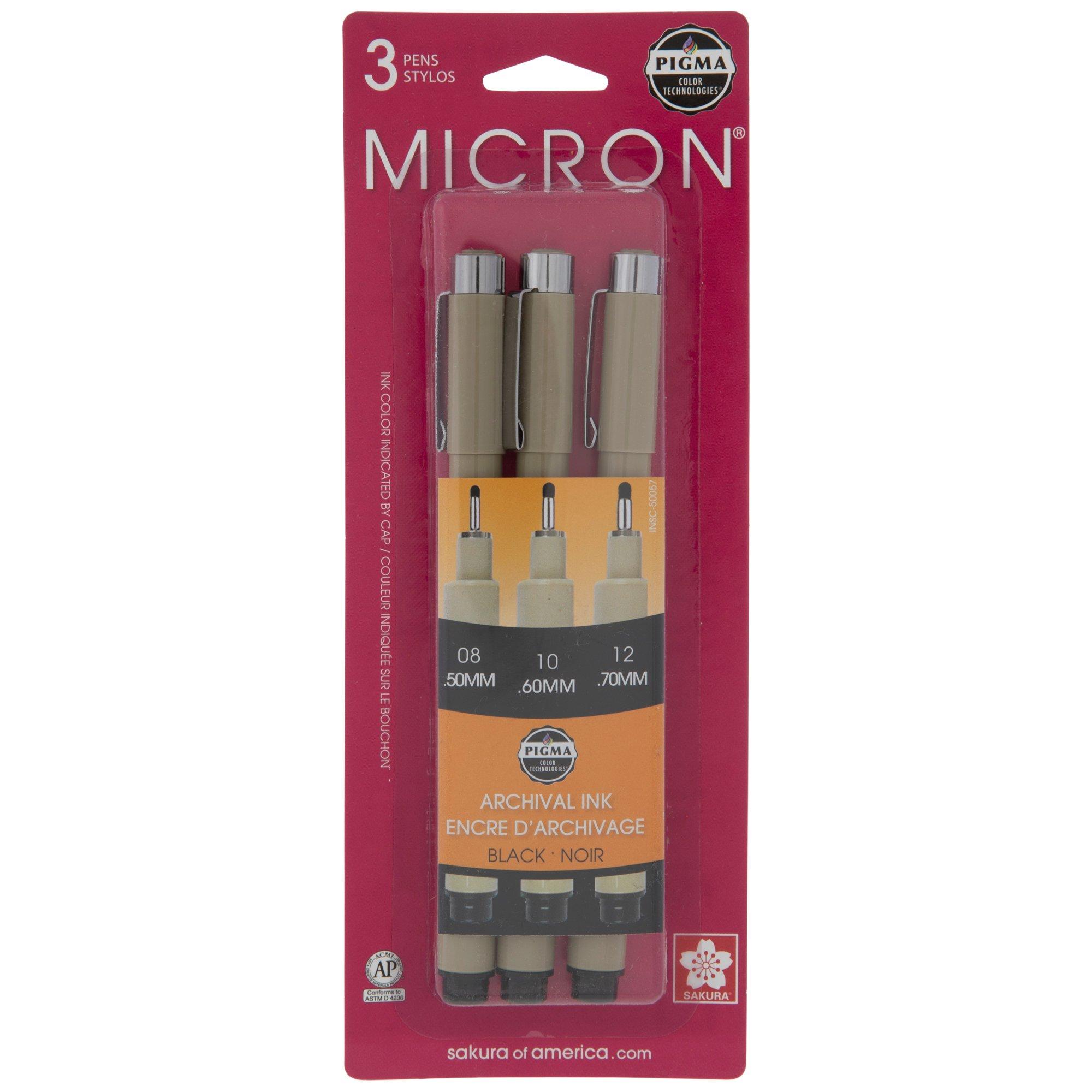 Black Micron Archival Ink Pens - 3 Piece Set, Hobby Lobby