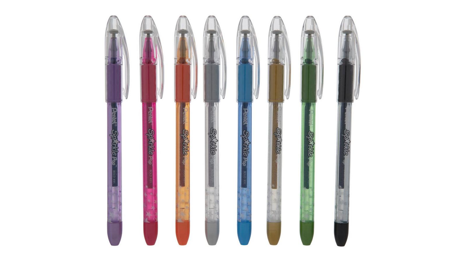 Pentel Sparkle Pop Gel Pens - Metallic Green Blue 0.8mm Glitter Pens