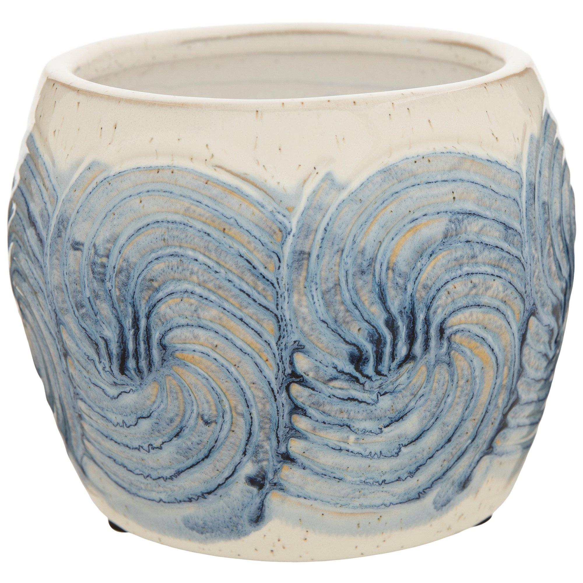 Blue & White Flared Floral Vase