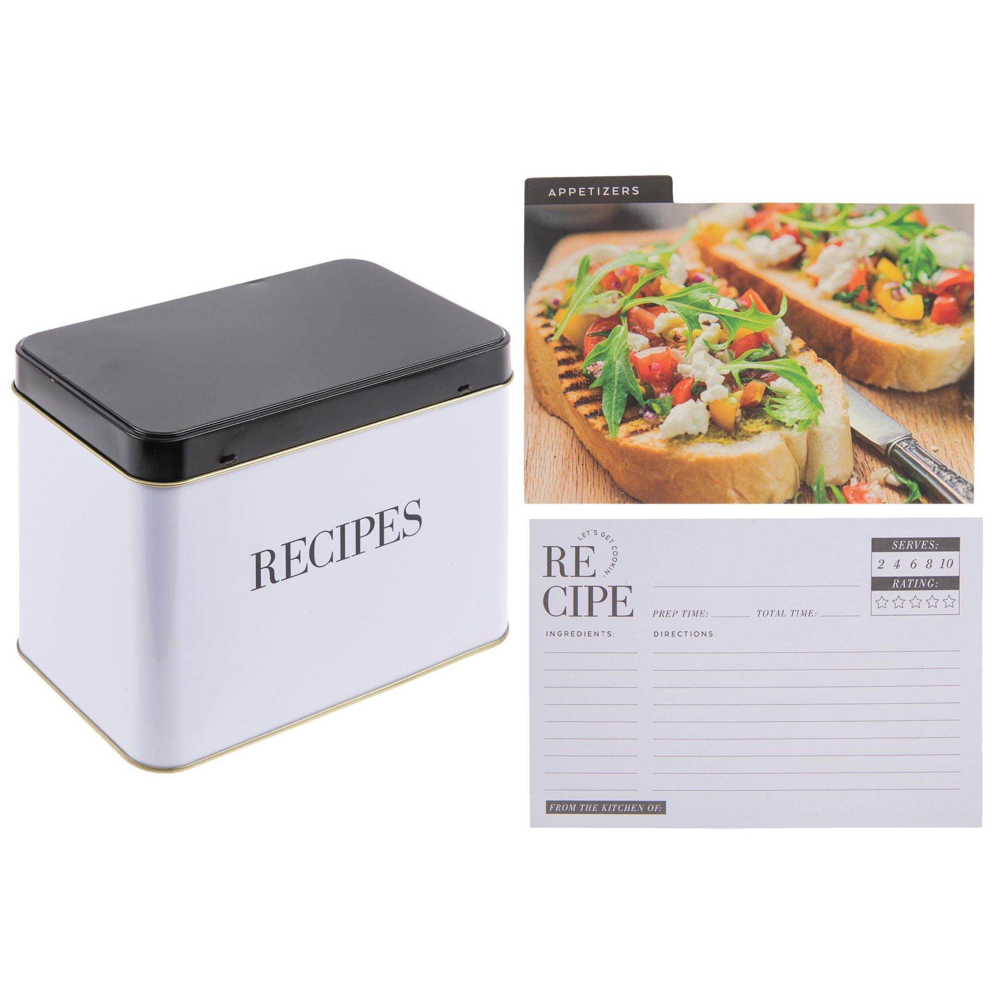 White & Black Metal Recipe Box Hobby Lobby 2148609