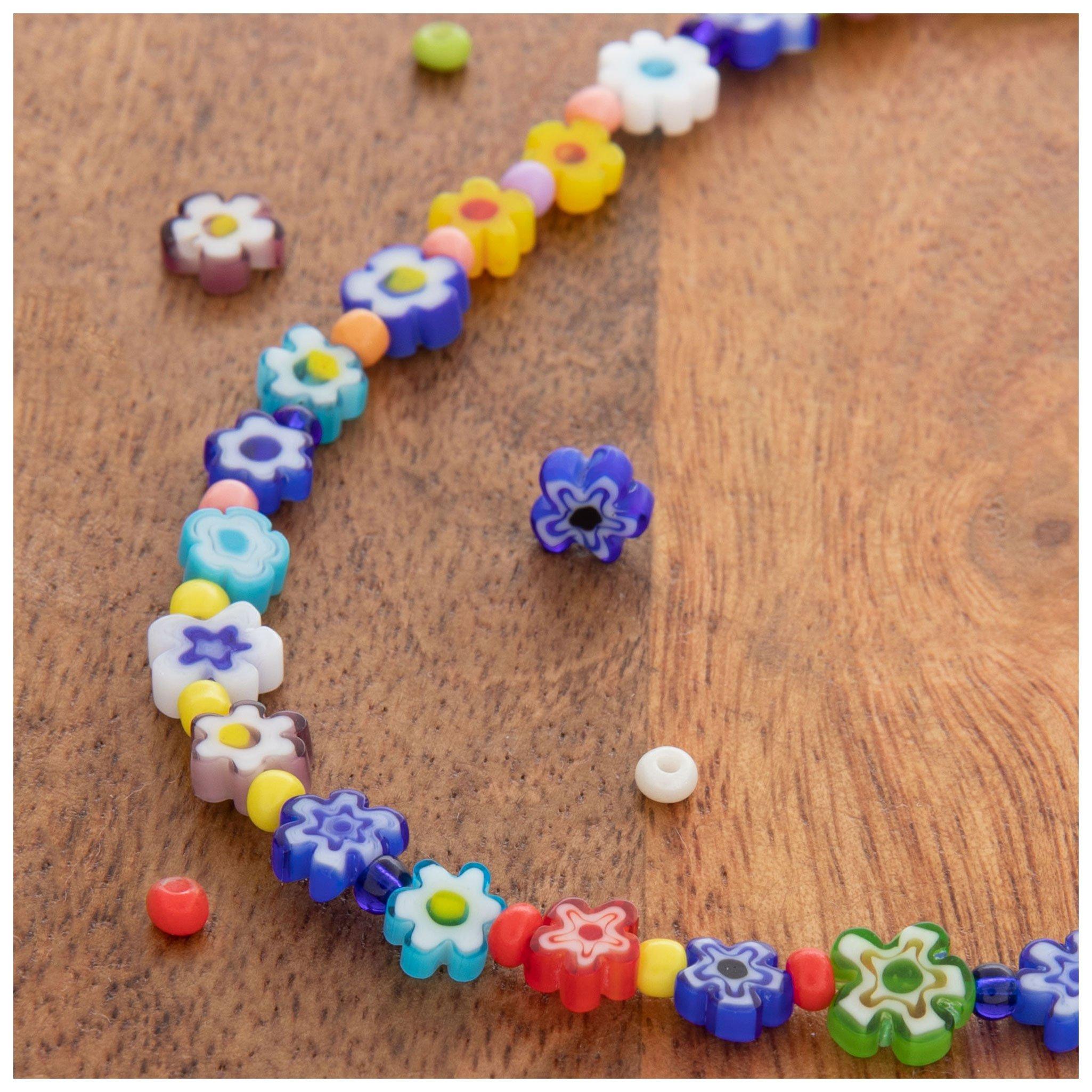  Daisy Style Hand-Blown Flower Glass Beads, Decorative