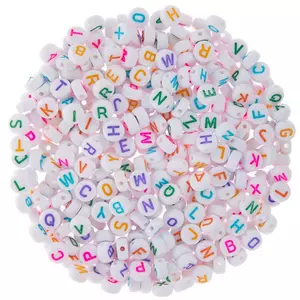 Assorted Letter Beads, 10mm Round ,Glow-in-the-Dark Multi-Co