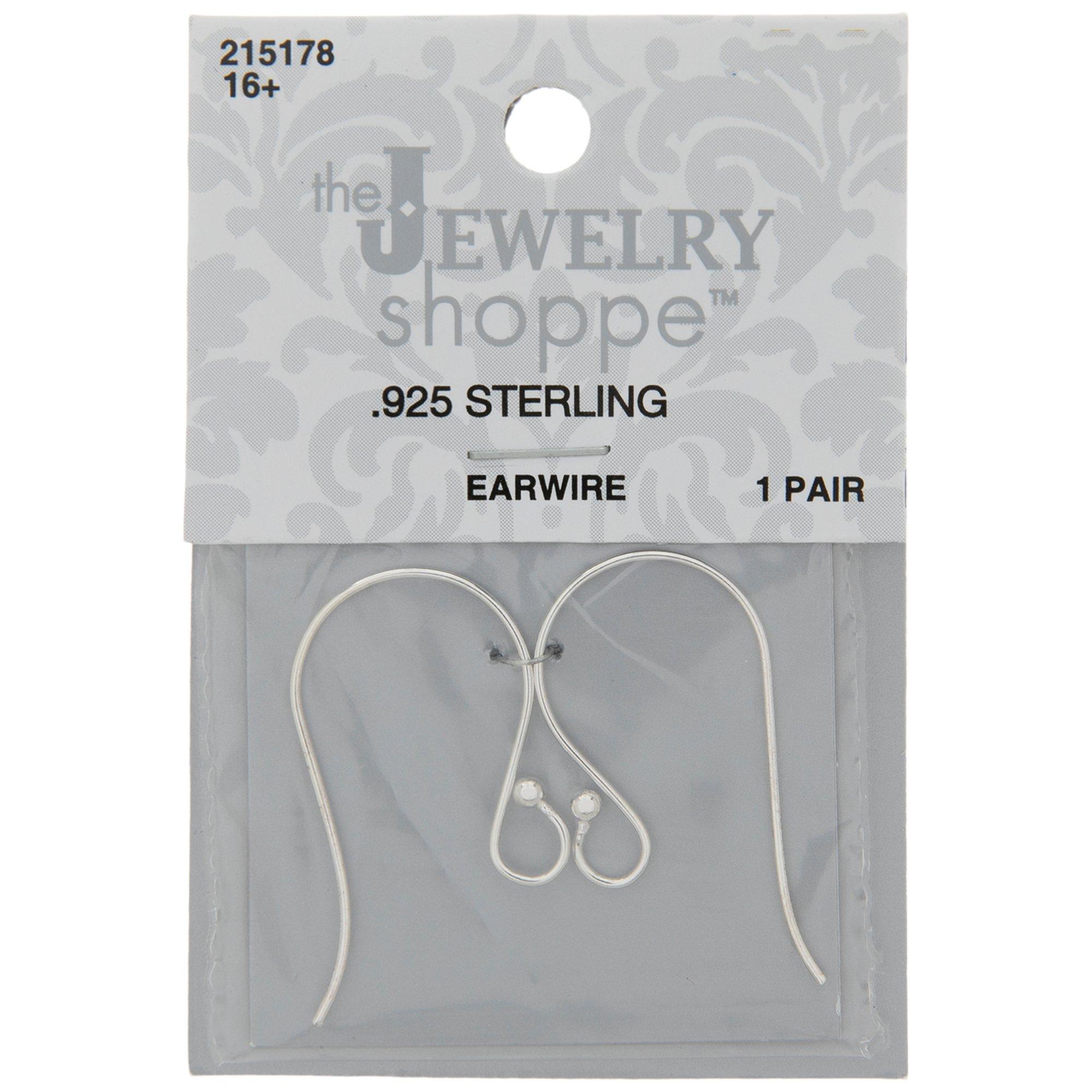 Fish Hook Earring Wires with Bead Sterling Silver (Pair)