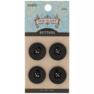 Black Round Buttons - 19mm