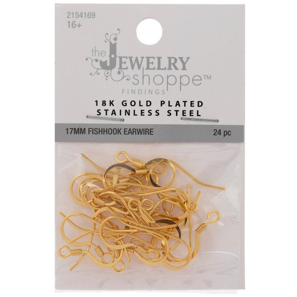 18K Gold Plated Stainless Steel Fish Hook Ear Wires | Hobby Lobby | 2154169