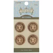 Brass Lion Metal Shank Buttons - 20mm