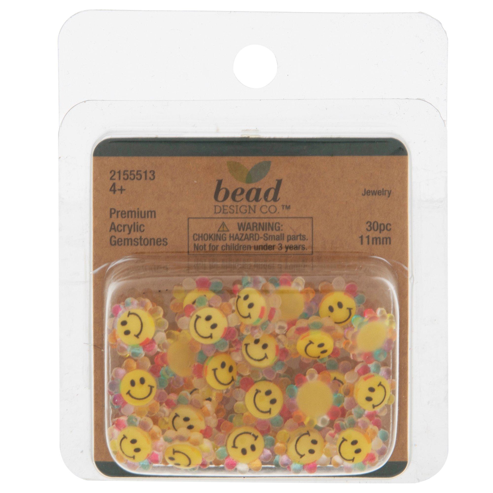 Cute Flower Beads, Smiley Face Flower Beads for Jewelry Making