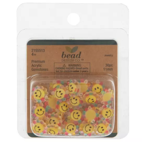 Bead Landing Ceramic Smiley Face Beads - Yellow - 10 mm