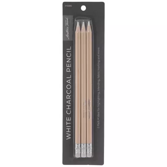 Generals Charcoal Drawing Set, White/Black, Set of 4 Pencils and 1 Eraser 
