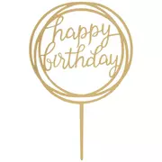 Gold Happy Birthday Cake Topper