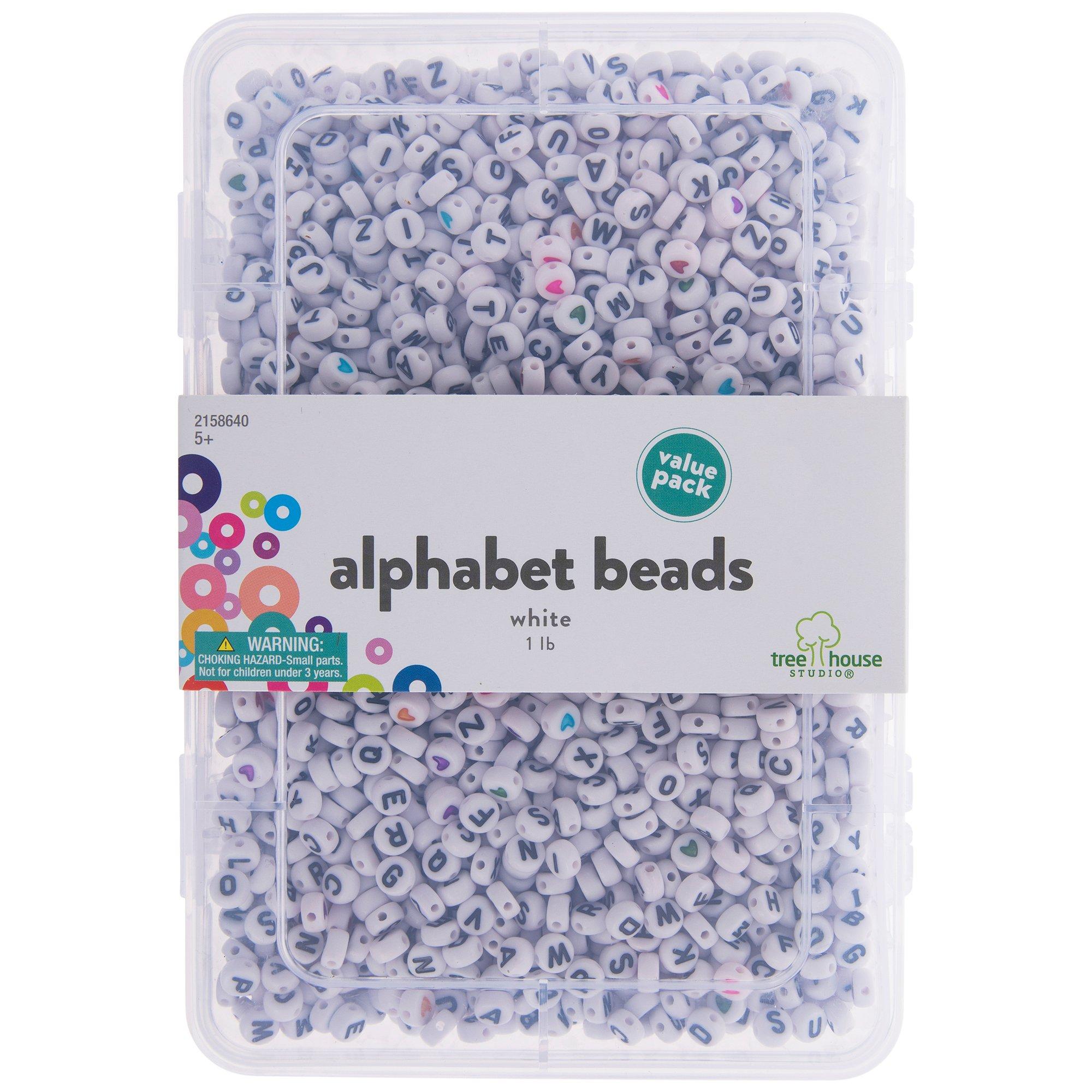 White Plastic Letter Beads, Small Letters Plastic