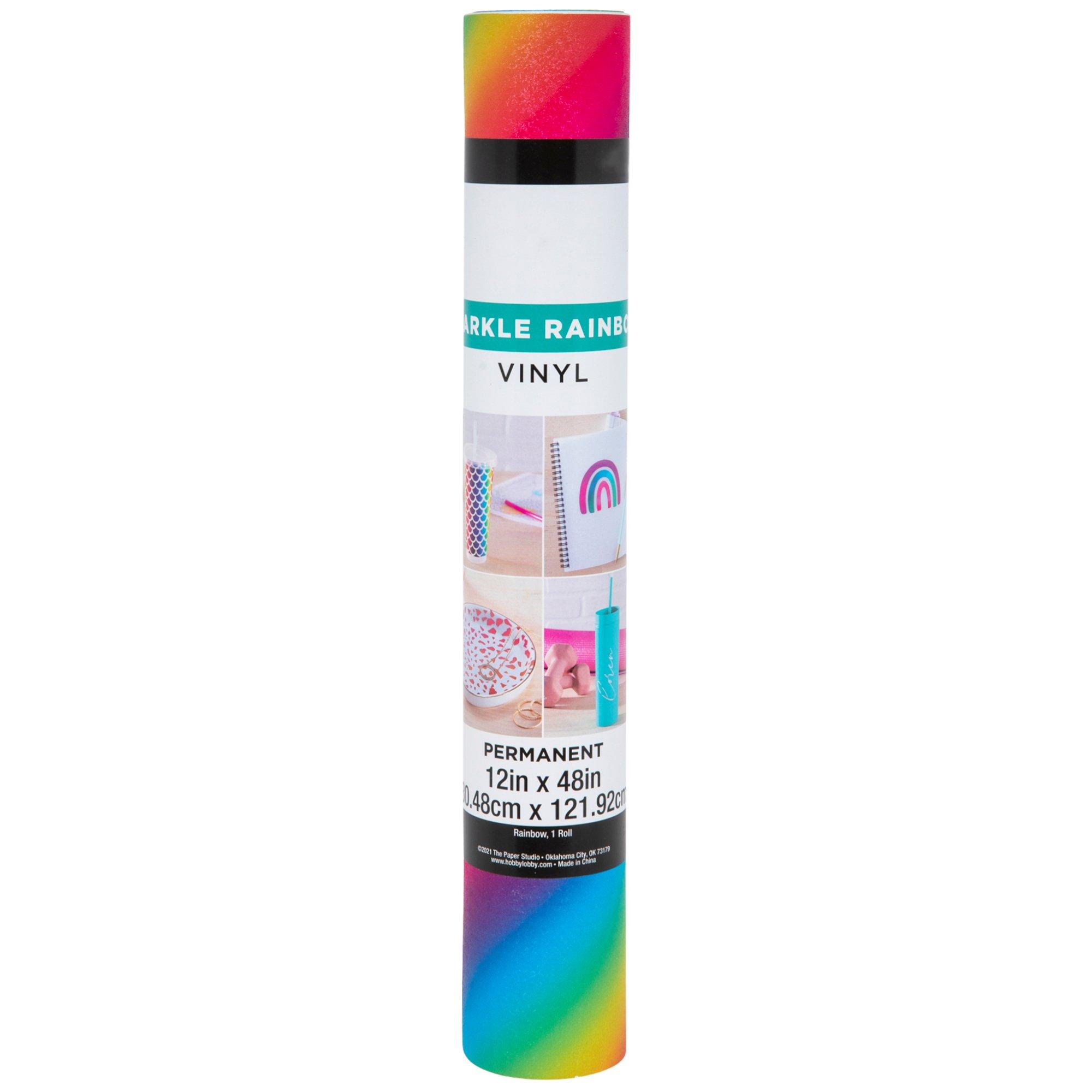 Glitter Rainbow Permanent Adhesive Vinyl Shimmer 12x5FT for Cricut Tumbler