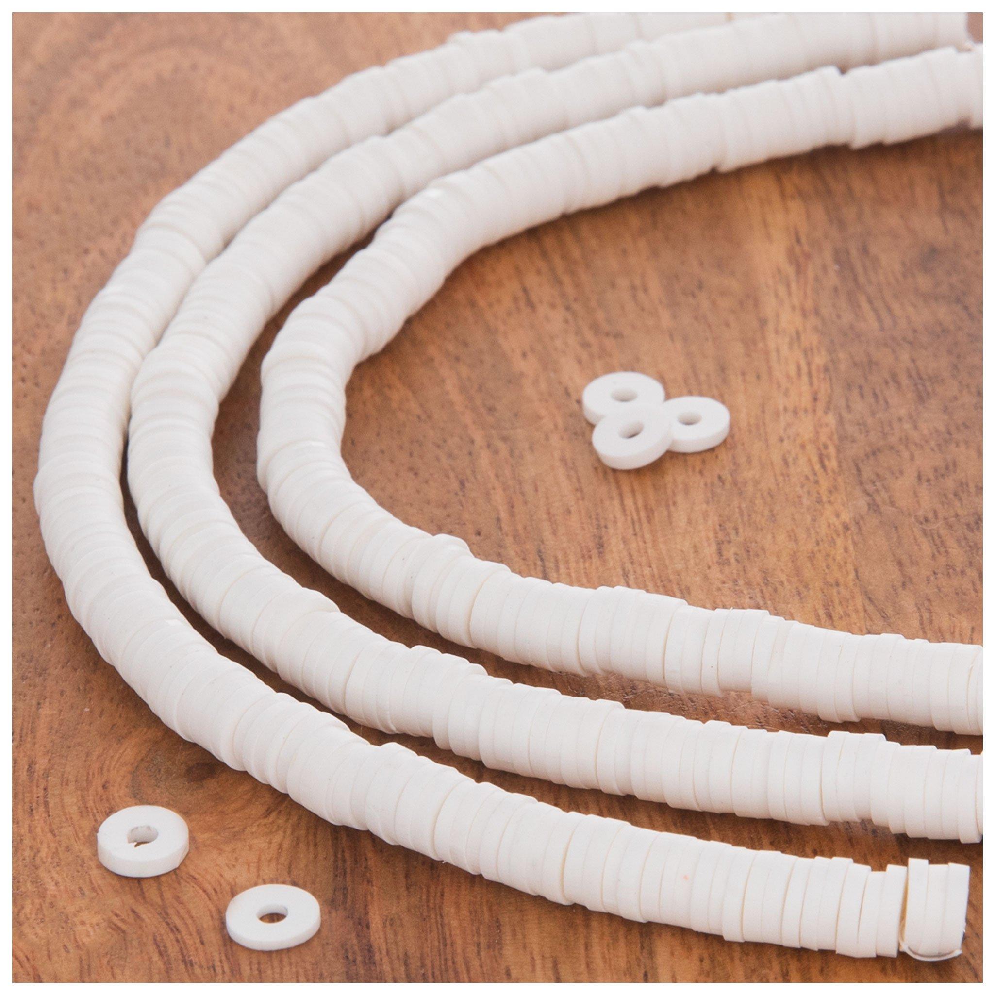 White Clay Disc Bead Strands