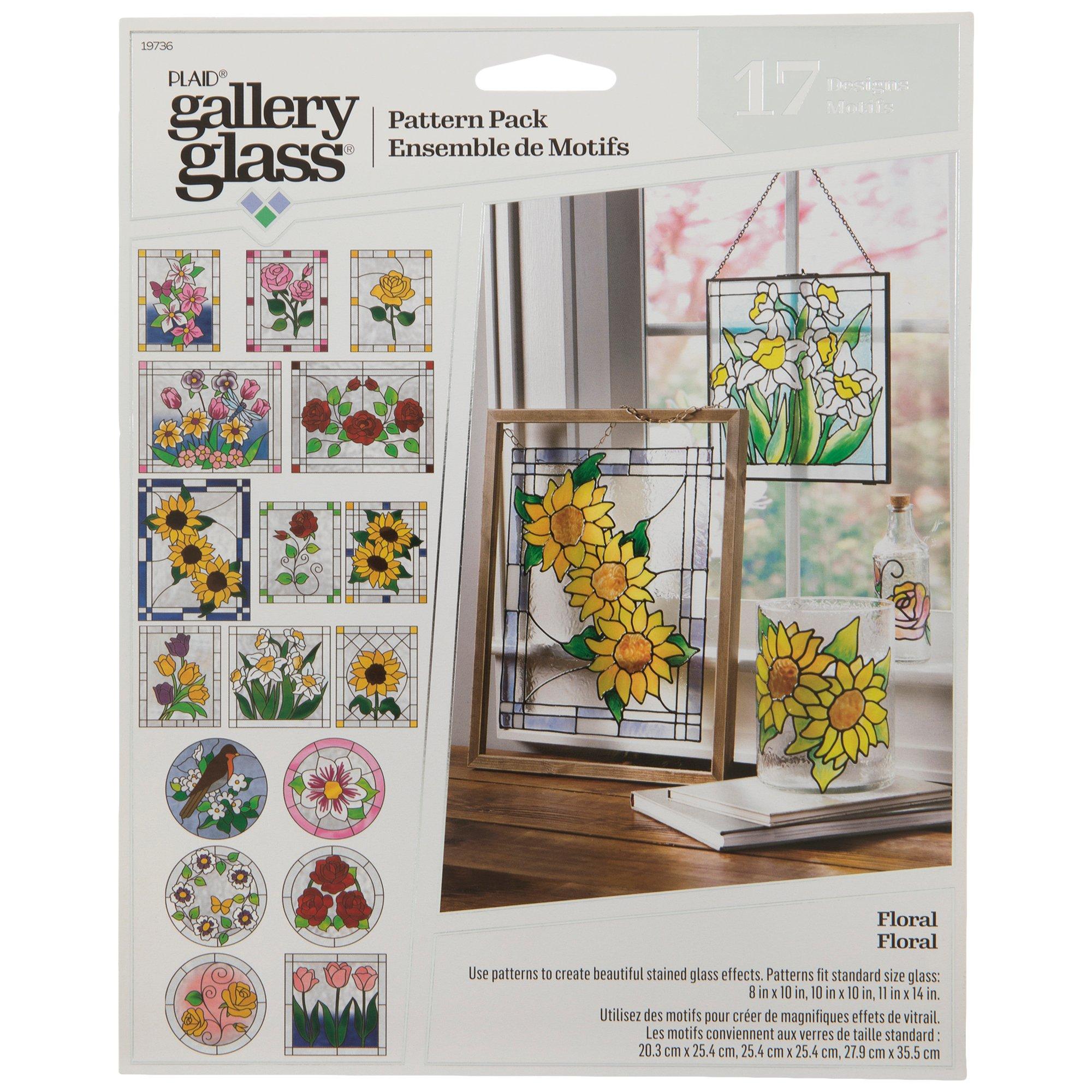 Gallery Glass Stained Glass Acrylic Paint Starter Kit, 10 Piece Glass Paint  Set Including 2 Surfaces and Pattern Pack 