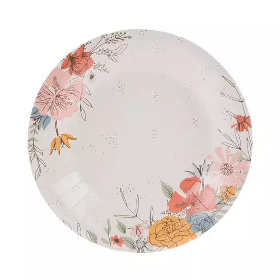 New 10pcs Flower Print Disposable Paper Party Plate Kitchen Dining