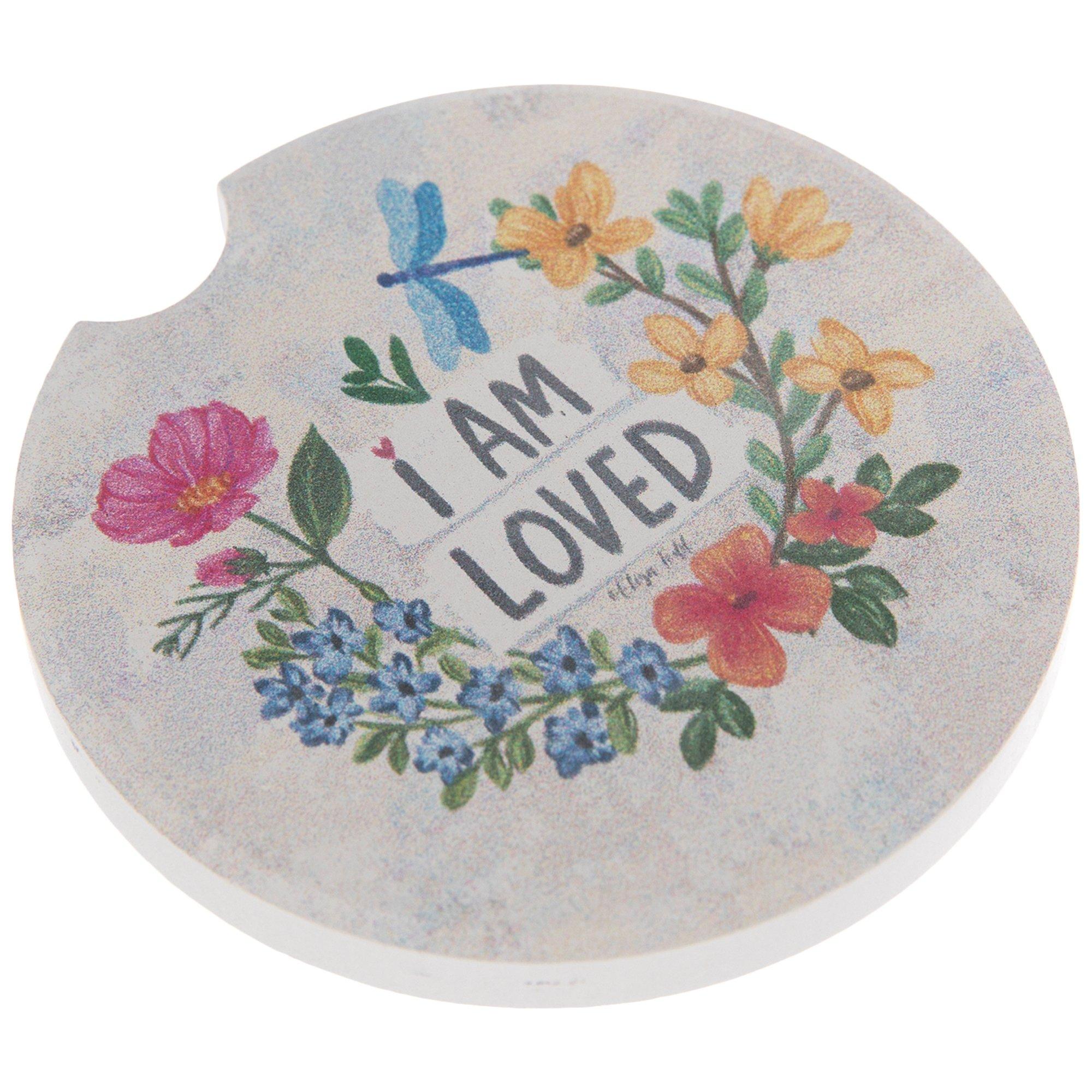 I Am Loved Floral Car Coaster