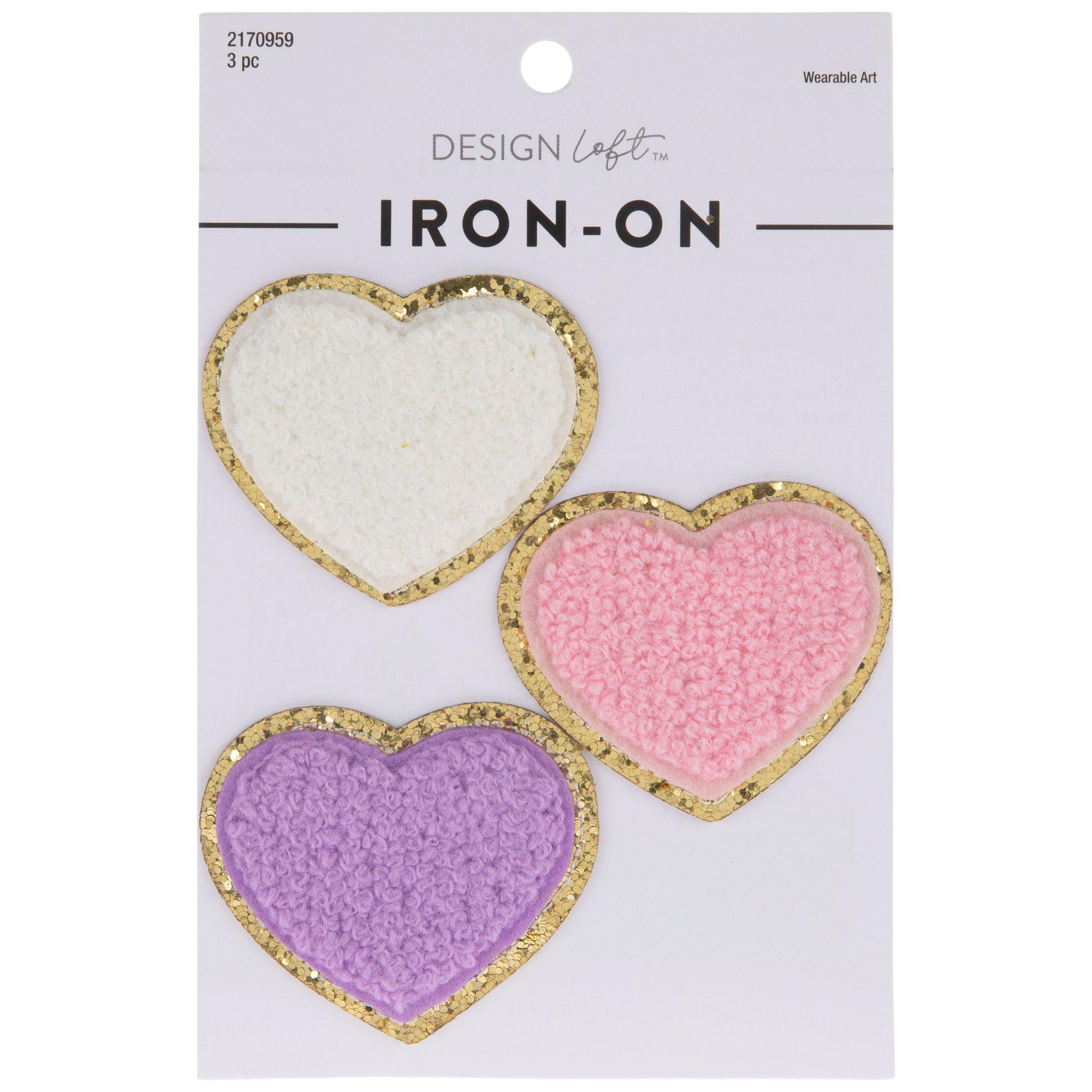 1PC Colorful Heart Lightning Glitter Chenille Iron On Patches For