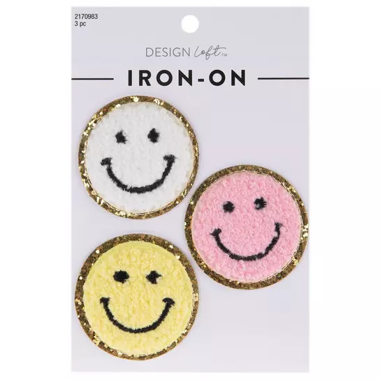 Chenille Patch Smiley Face Patch - Iron On Chenille Patch Smile