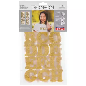 SEI 1.75-inch Pacifico Glitter Iron-on Letters Transfer, Gold