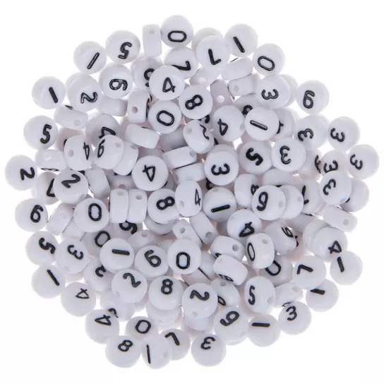 White Circular Number Beads By Creatology™