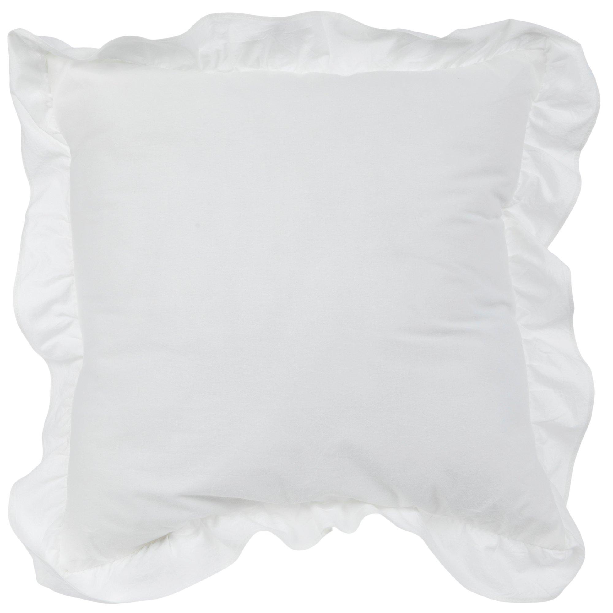 Heavenly Off-White Ruffled Small Decorative Pillow 8 W x 8 L