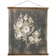 Black Floral Tapestry Wood Wall Decor