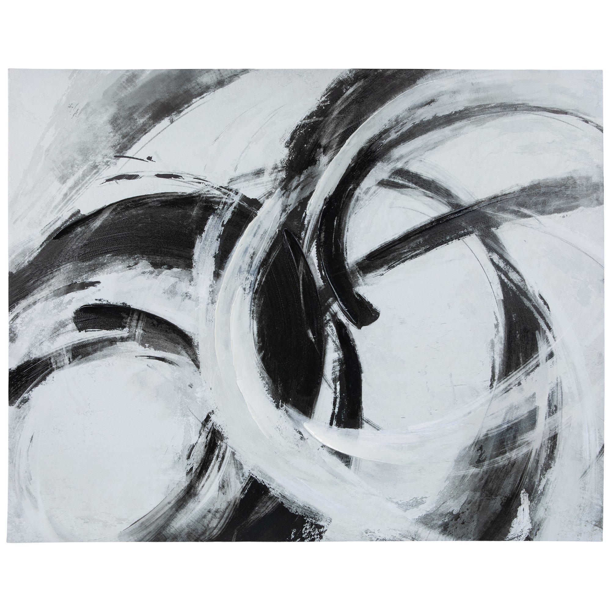 Black and White Abstract Wall Art, Minimalist Painting, Ready To Hang –  Julia Apostolova, White Canvas 