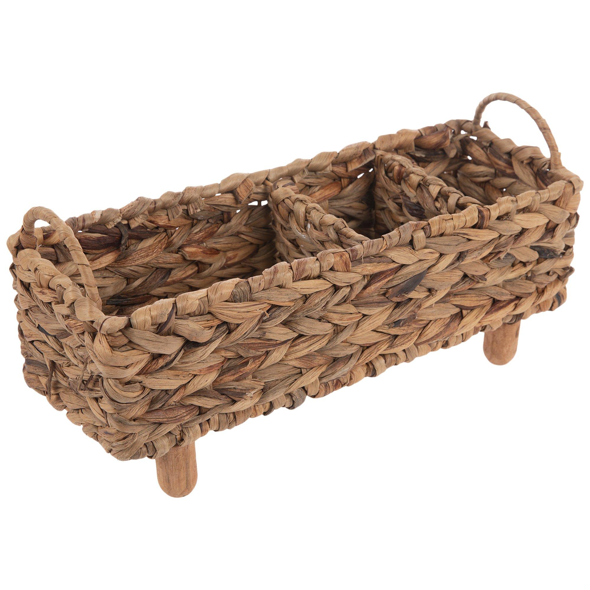 Brown Rectangle Woven Basket With Dividers, Hobby Lobby, 1335314