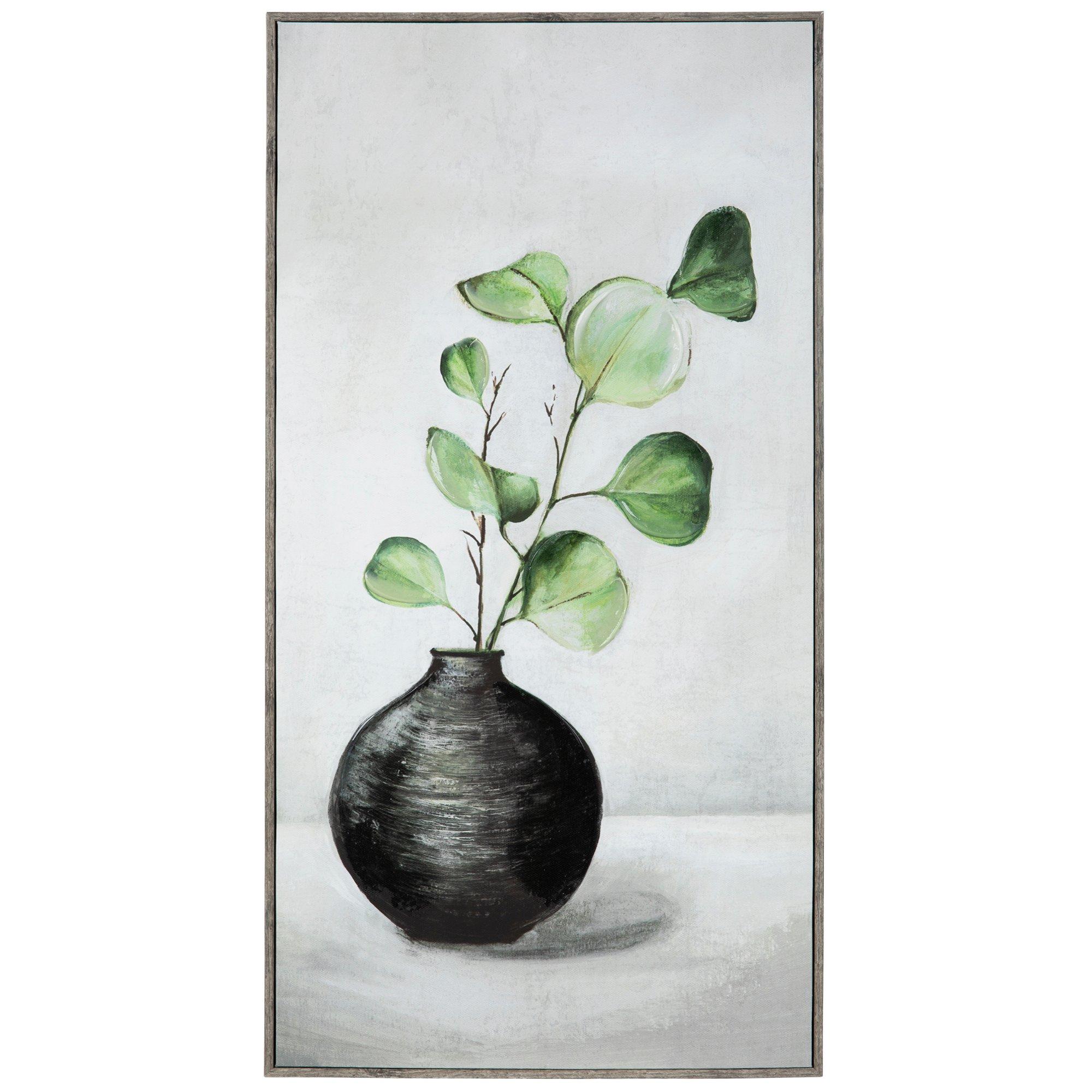 Round Black Vase & Green Plant Canvas Wall Decor Hobby Lobby 2178663