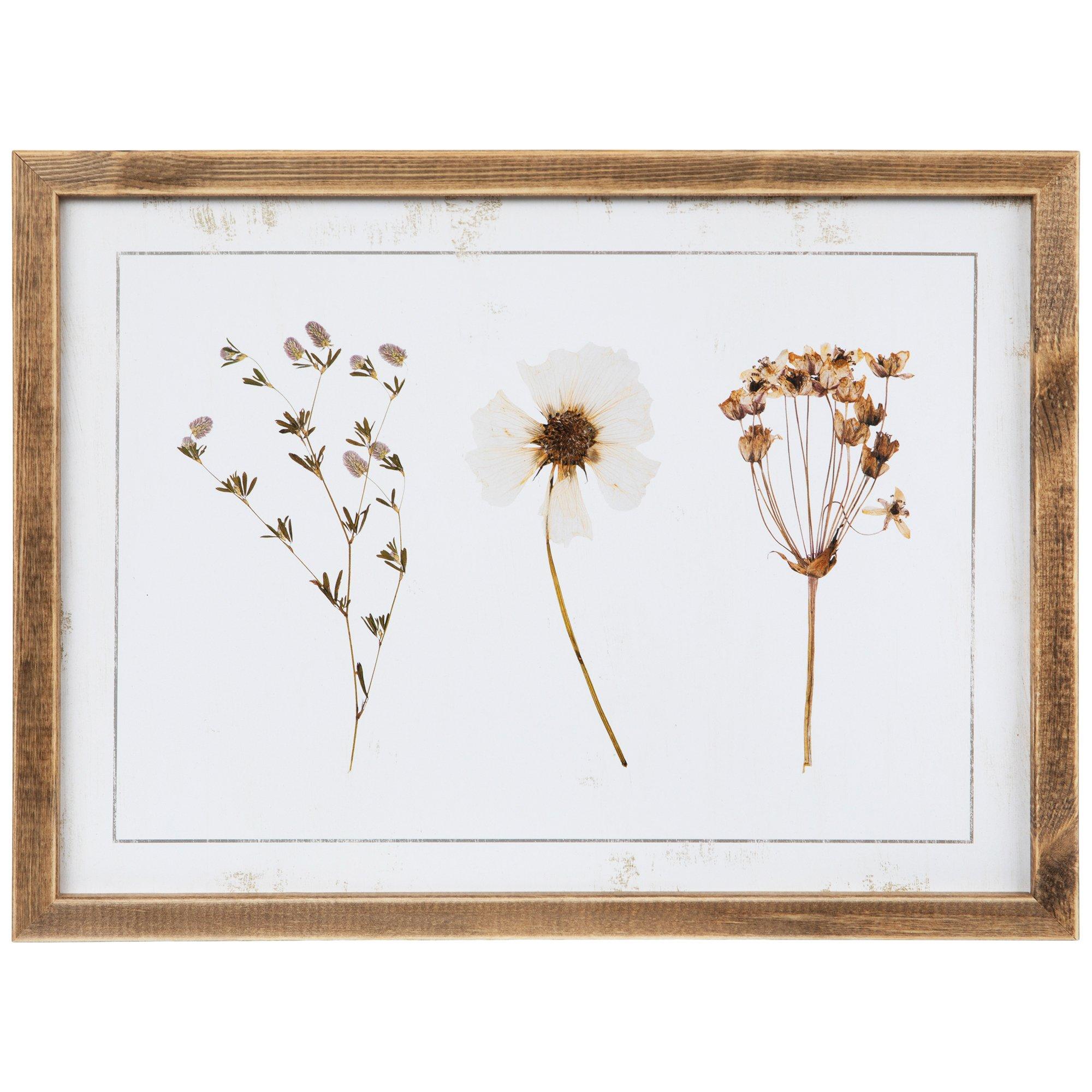 Vintage Wall Art Dried Pressed Flowers Gold Square Frames 2