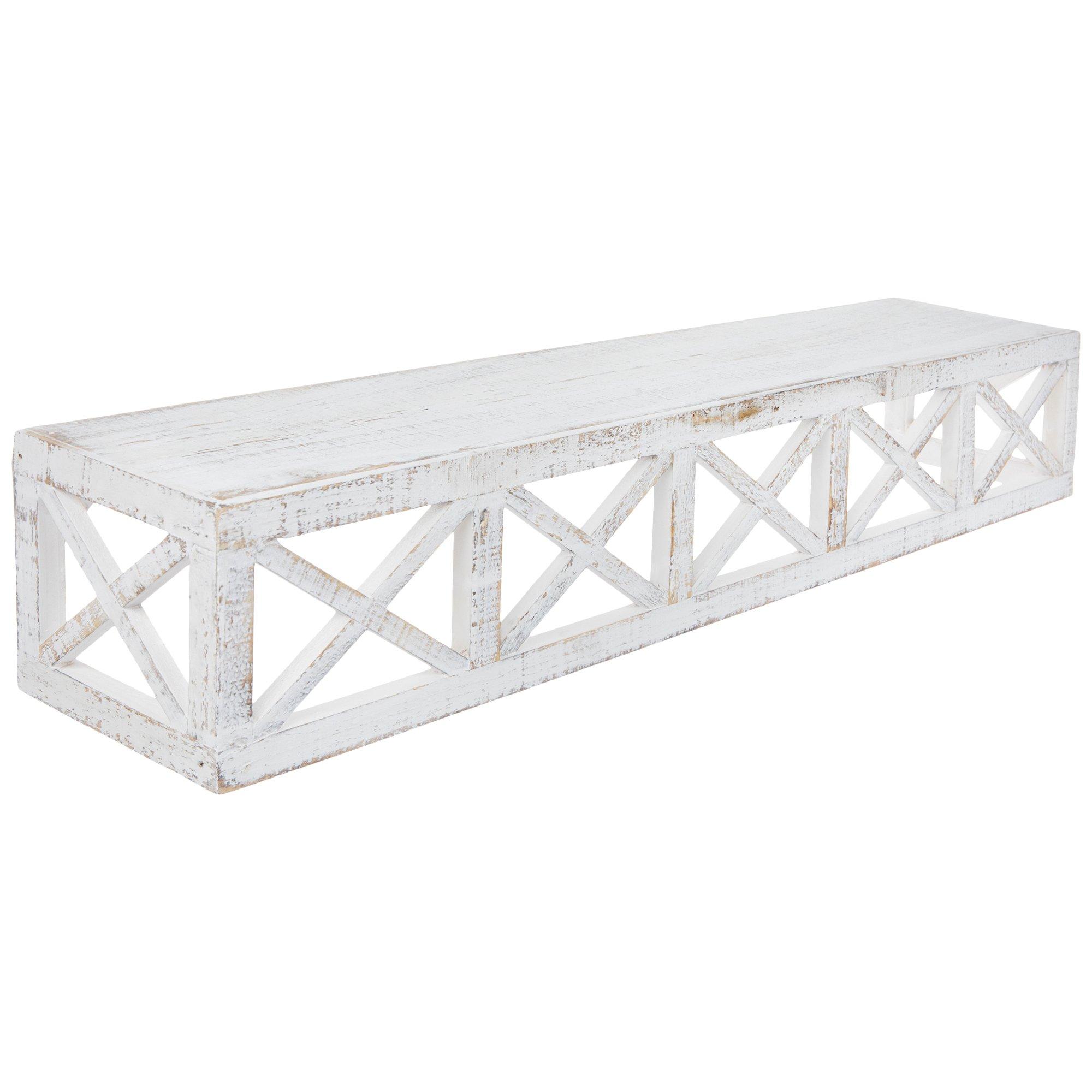 Whitewash Crisscross Wood Wall Shelf Hobby Lobby 2180156