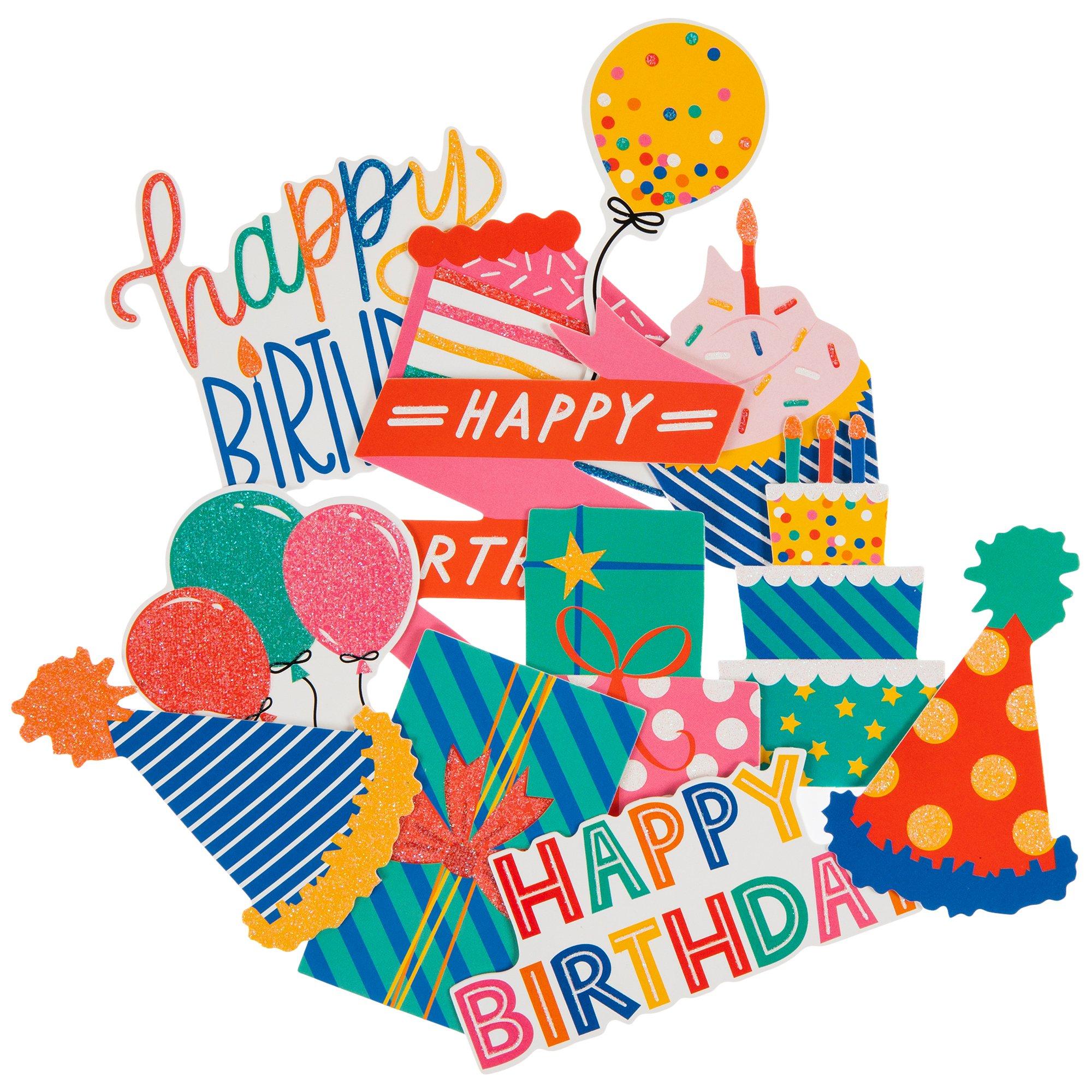 The Paper Studio, Birthday Glitter Stickers, Pack of 38, Mardel