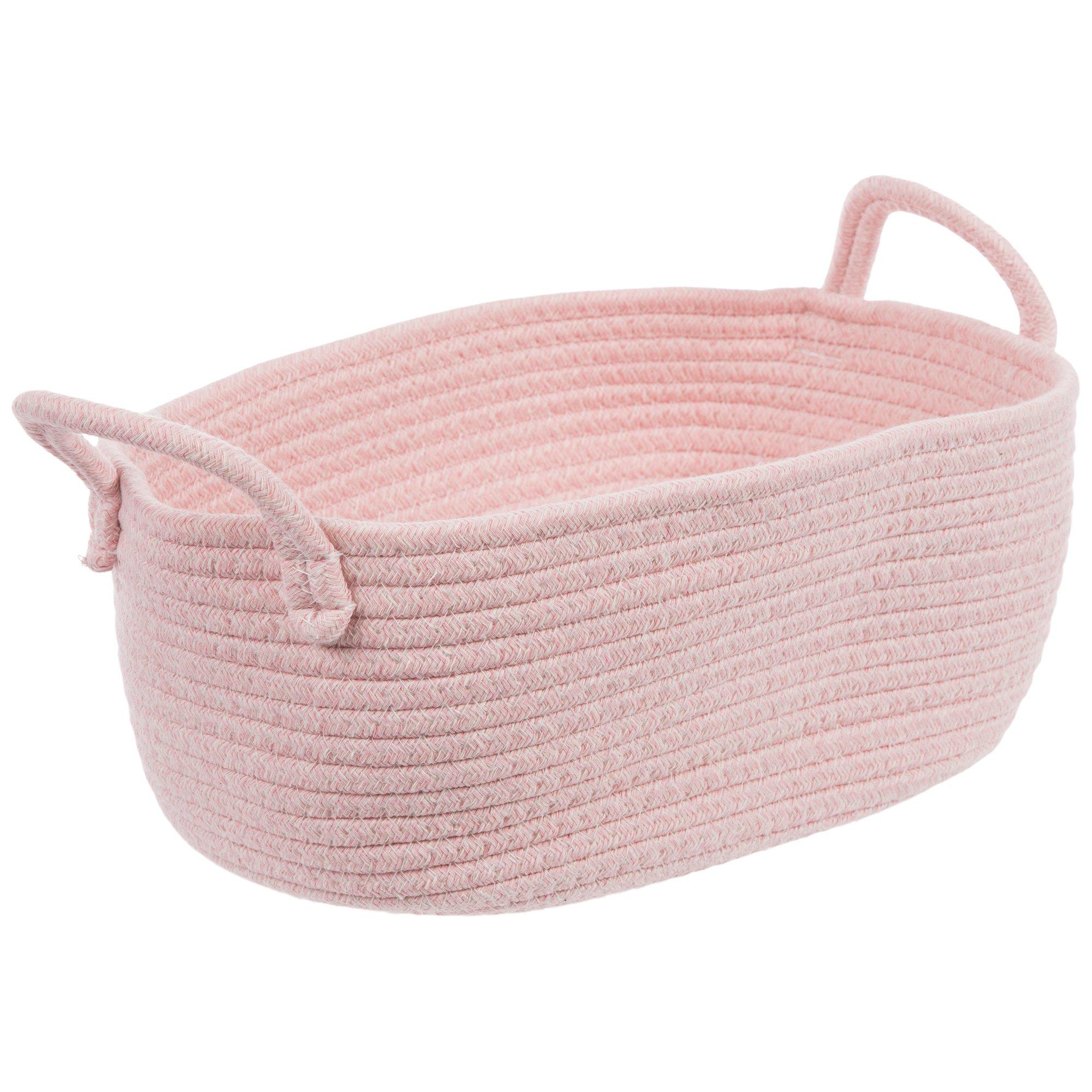 Blush Pink Y-Weave Storage Basket