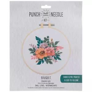 Whole Punching Abstract Floral Punch Needle Kit - 5in Hoop