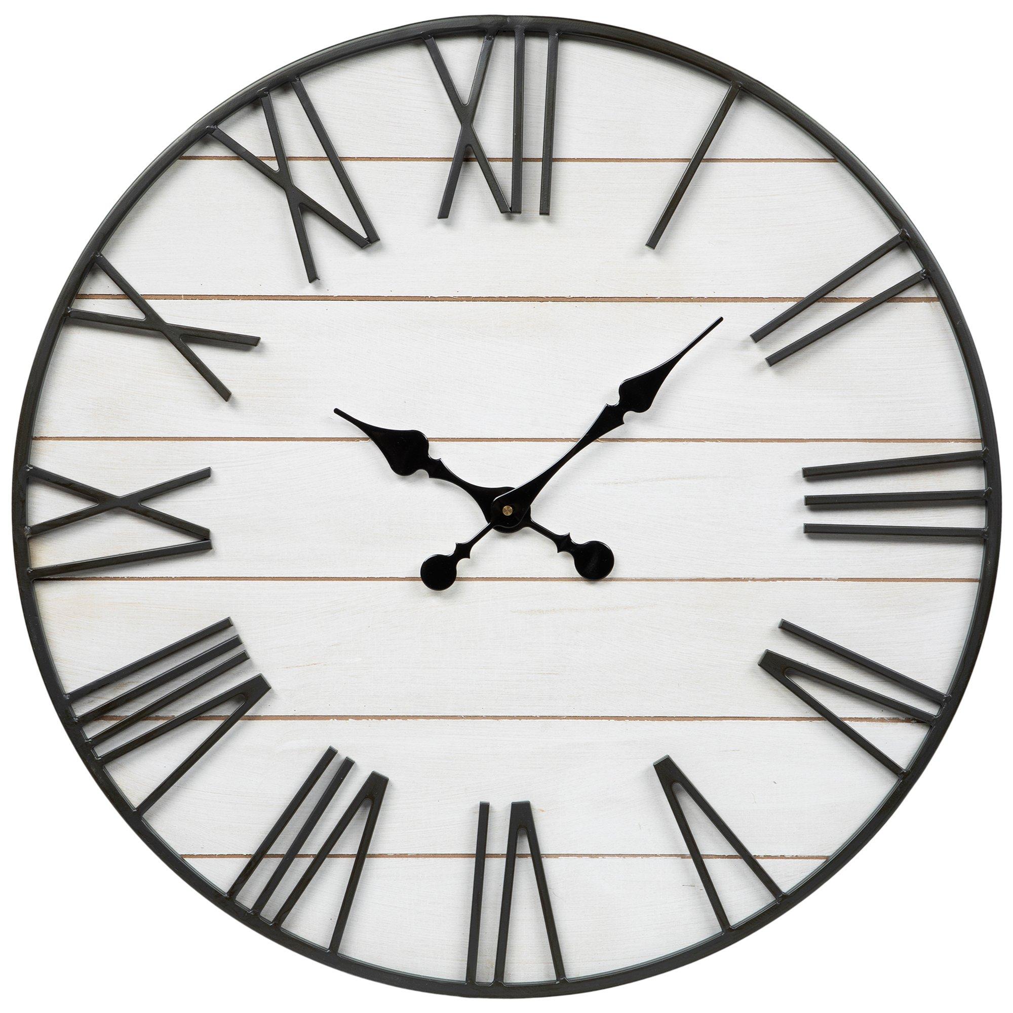 White Modern Farmhouse Wood Plank Wall Clock Hobby Lobby 2184927
