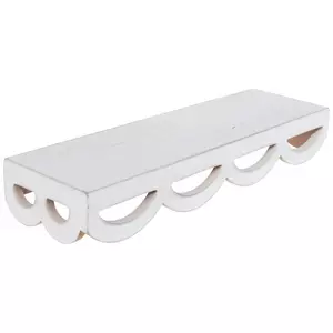 White Scalloped Floating Wood Wall Shelf
