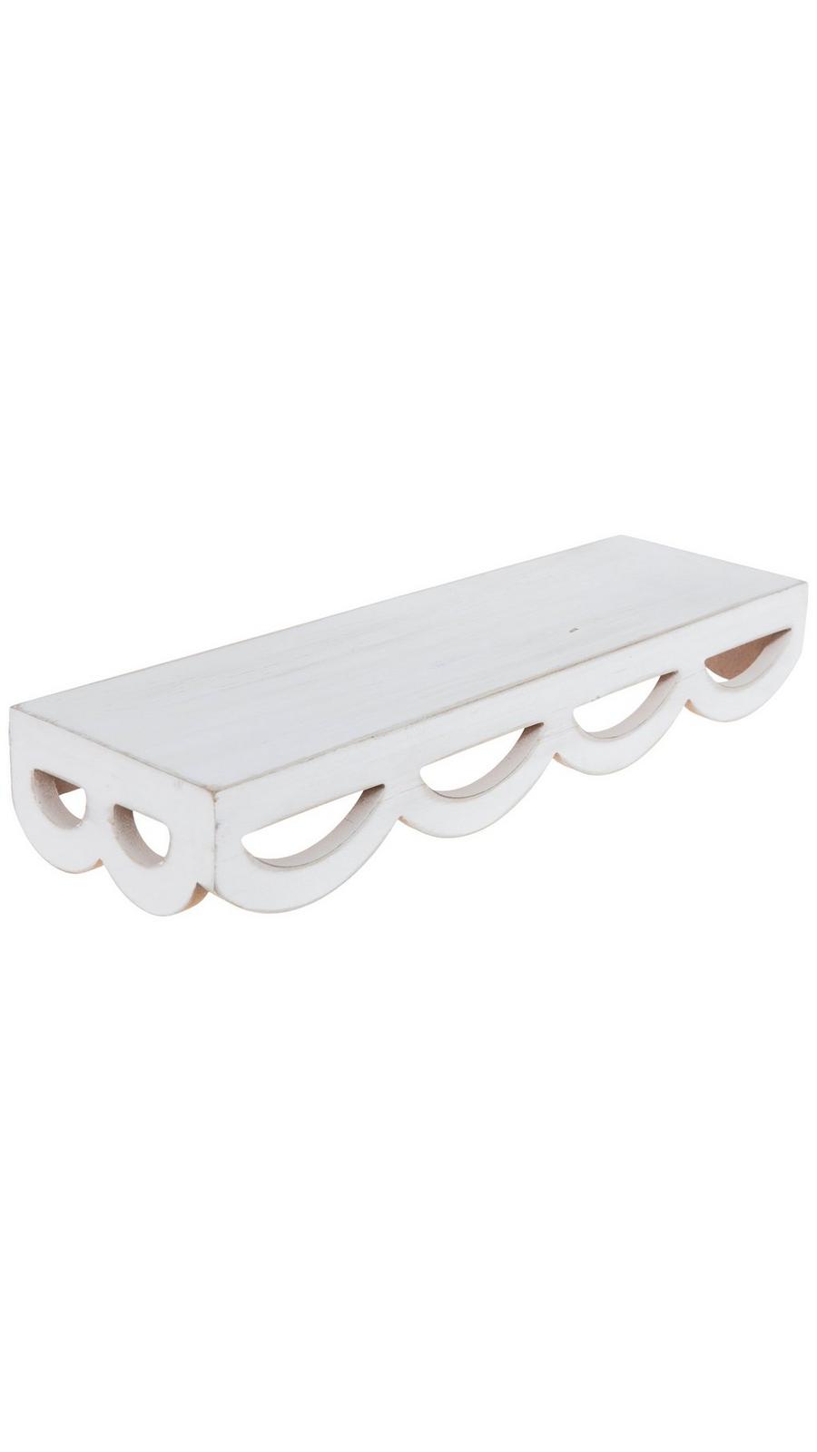 White Scalloped Wood Floating Shelf