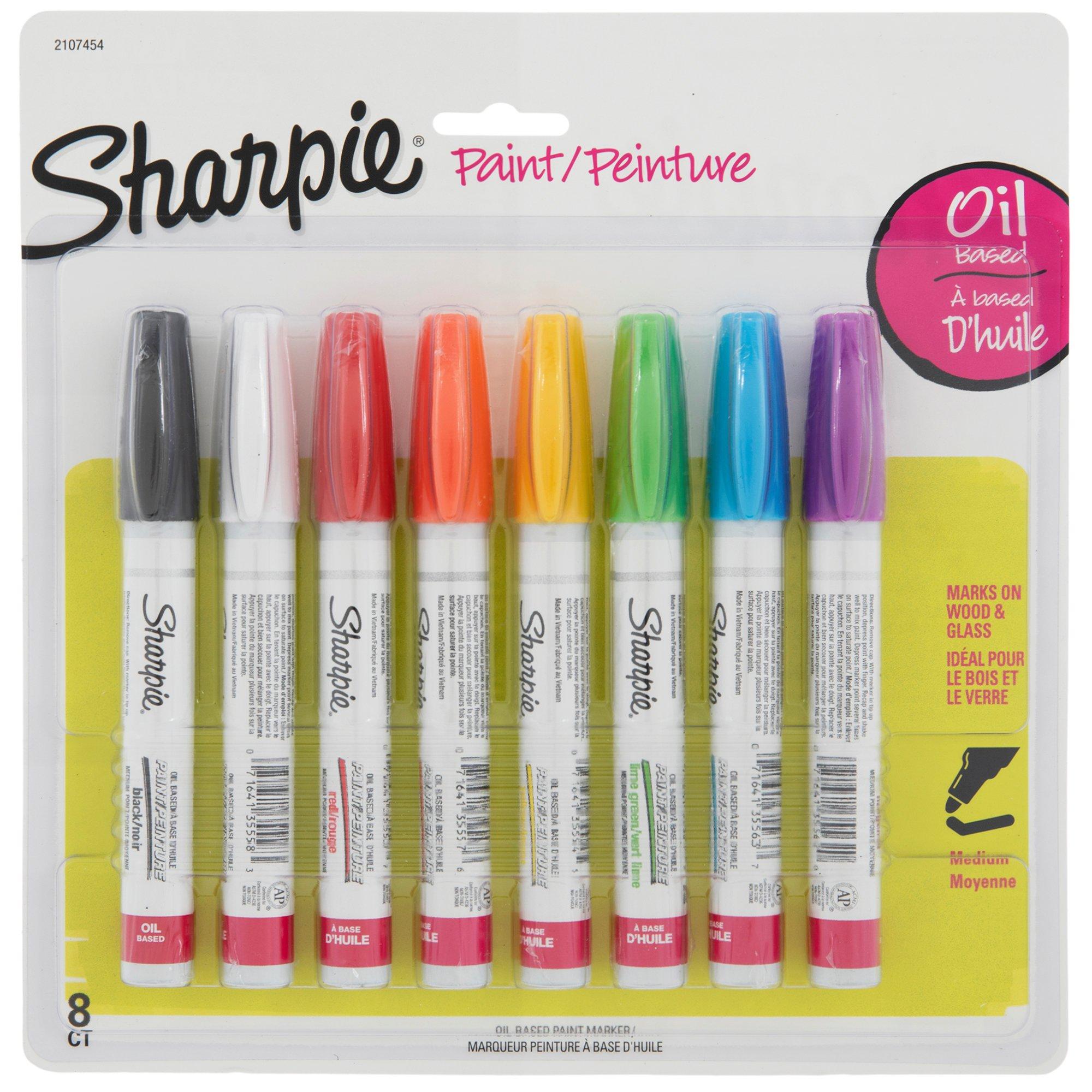 Sharpie Oil Based Paint Markers Assorted Colors Medium Tip 8 Pens 2140365