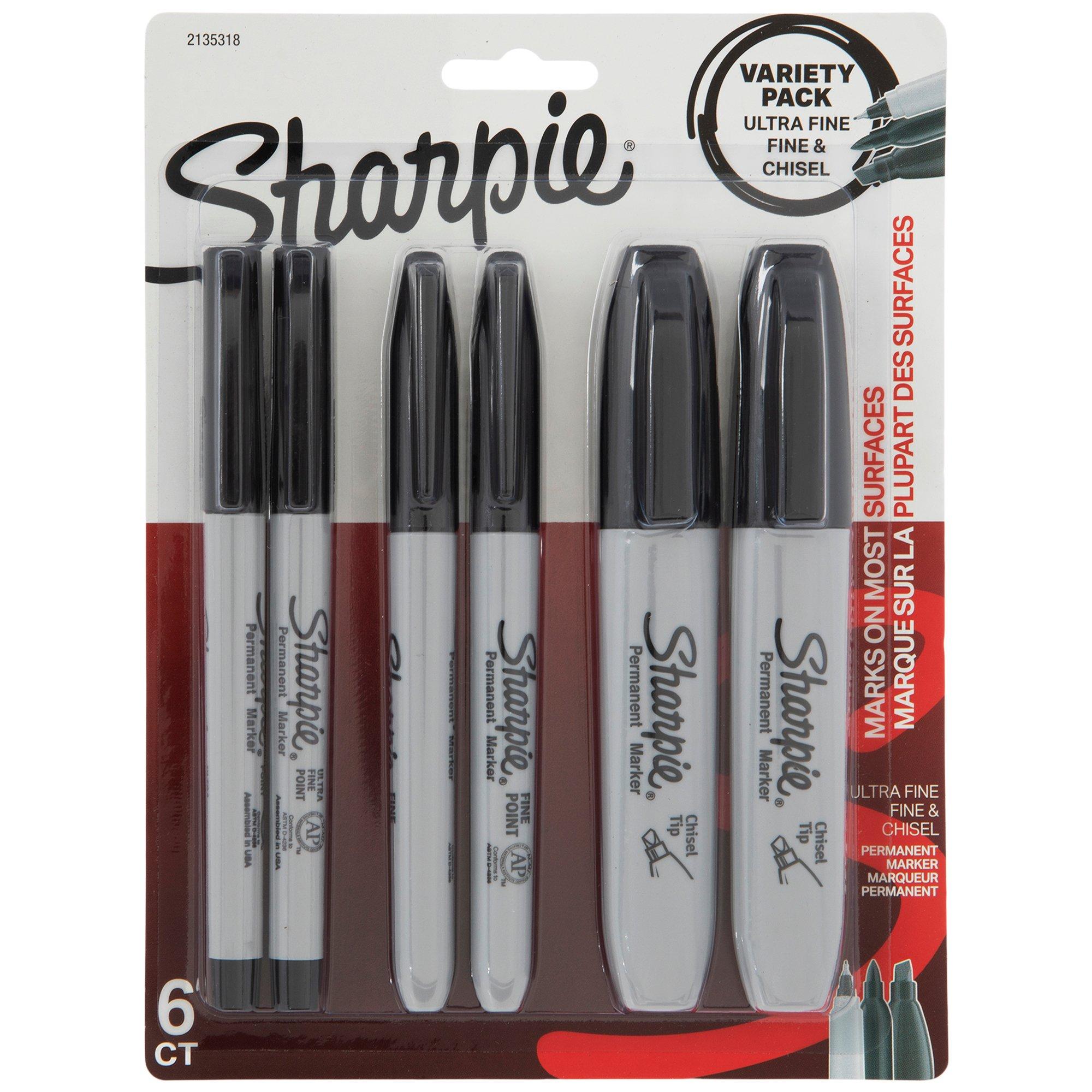 スーパーホッピーマン　BLACK DESIGN 合舎DIY プレート2枚付 Black Sharpie Mixed Point Markers - 6 Piece Set | Hobby Lobby