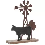 Cow & Windmill Metal Decor