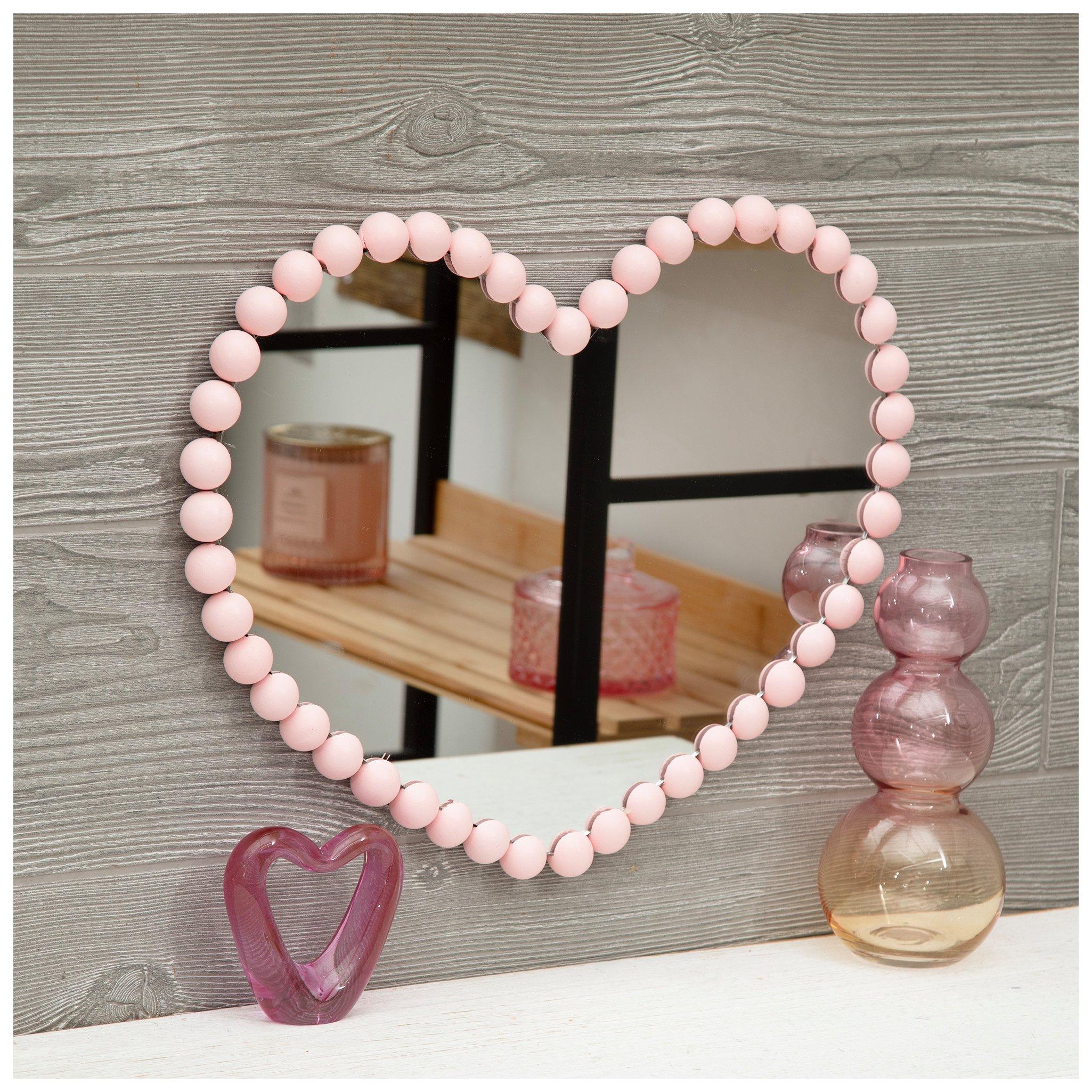 Pink Beaded Heart Wall Mirror | Hobby Lobby | 2188266